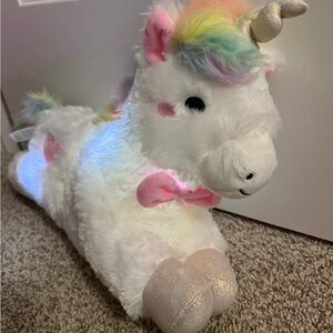 FAO Schwarz White Unicorn Plush with Rainbow Accents